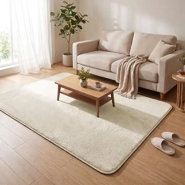 Paiement Sécurisé Tapis de salon poils ras doux antiderapant 140x200cm uni beige VOUNOT