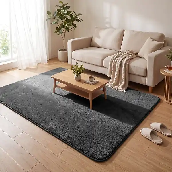 Nouvelle Collection Tapis de salon poils ras doux antiderapant 140x200cm uni anthracite VOUNOT