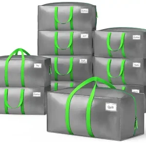 Réduction Lot de 10 sacs de demenagement grand format avec sangles et poignee gris VOUNOT