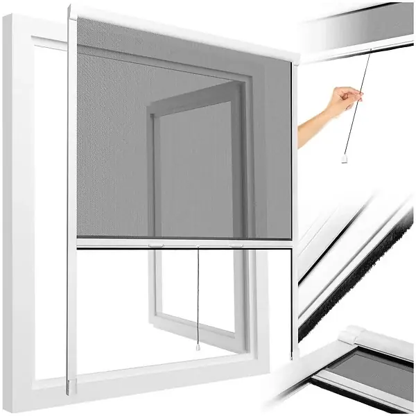 Moustiquaire store fenêtre enroulable aluminium blanc 90x160cm fibre verre anti insectes UV résistant ajustable installation facile TECTAKE Quantité Limitée