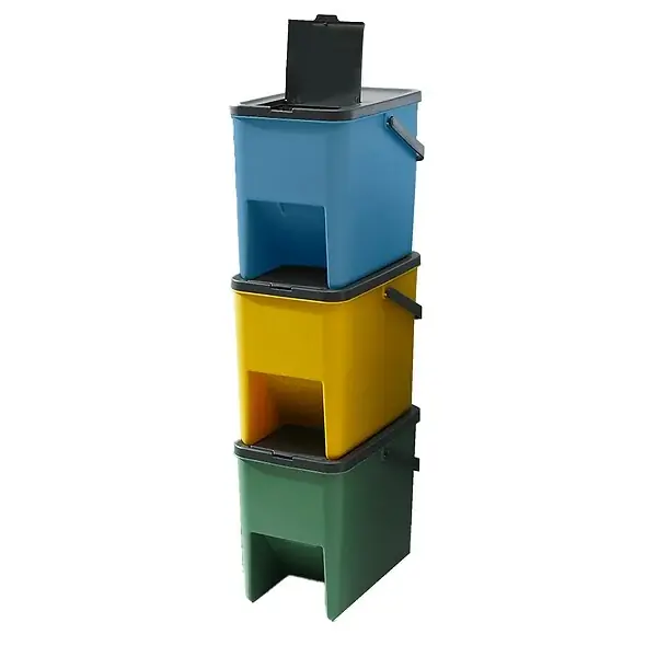 3 poubelle tri Sélectif BERGEN vert bleu jaune 3x20L KITCHEN MOVE Jusqu'à Épuisement Des Stocks