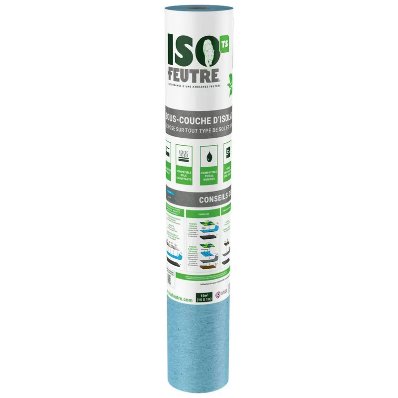 Dernière Chance Sous-couche pour revêtements de sols avec pare-vapeur intégré - ép.1mm rouleau de 15m² ISOFEUTRE