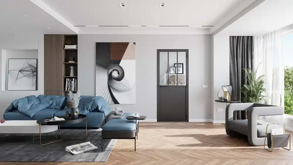 Bloc-porte aluminium noir style Atelier H.204 x l.73 cm avec vitrage verre clair poussant gauche - OPTIMUM Offre Du Jour
