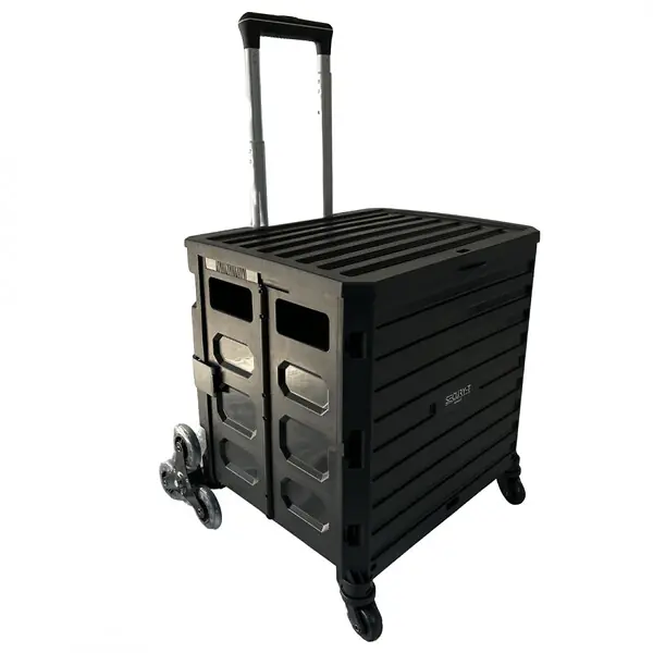 Pas Cher Chariot de course 8 roues - Pliable - Plastique - Avec Couvercle - Noir - 70Kg SECURY-T