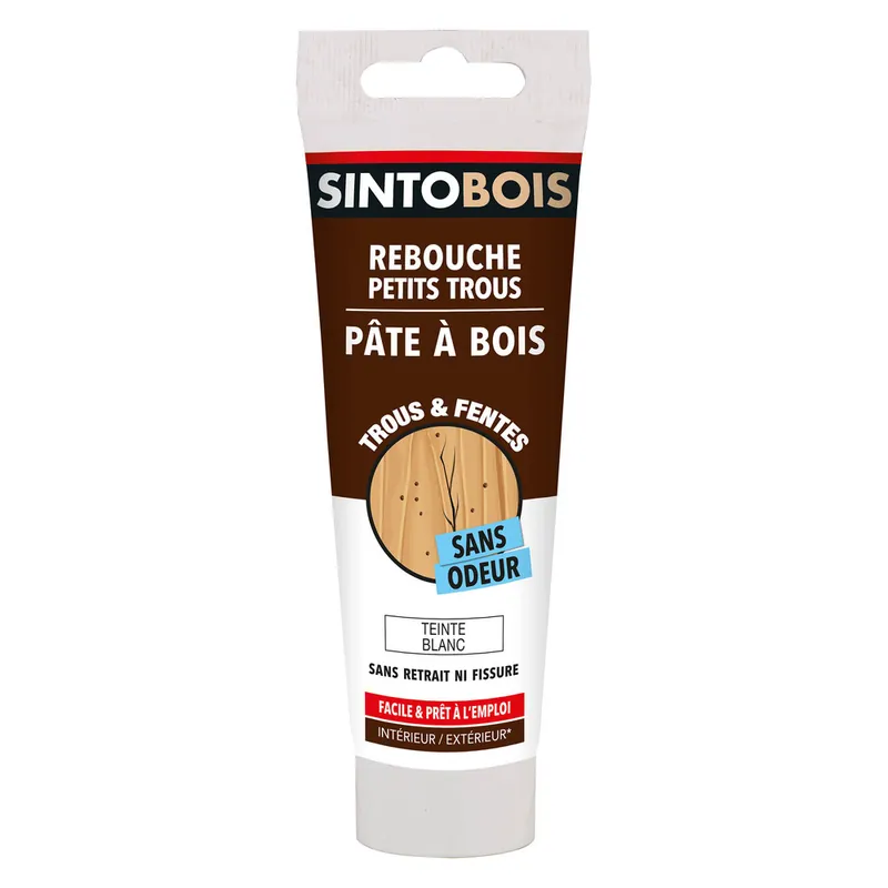 Pâte à bois à l‘eau pour petits trous et fissures blanc 80 gr SINTOBOIS Promotion