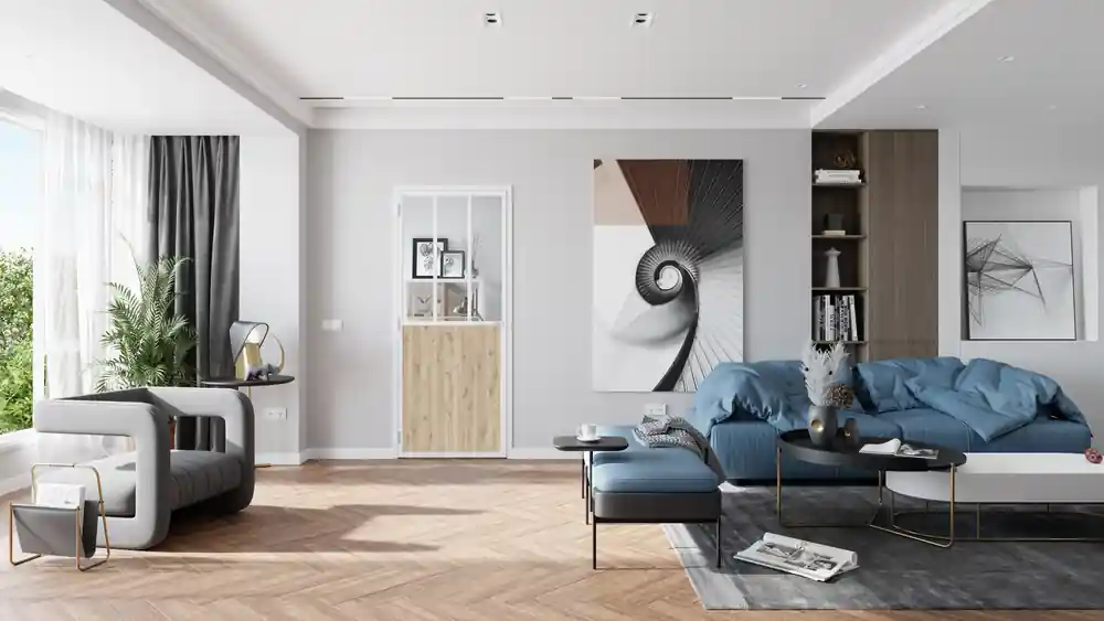 Populaire Bloc-porte aluminium blanc et plaqué chêne style Atelier H.204 x l.93 cm avec vitrage verre clair poussant droit - OPTIMUM