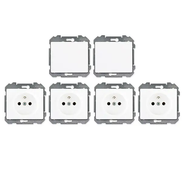 SIEMENS Lot de 2 Va & Vient Blanc et 4 Prises 2P+T Blanc Meilleur Prix