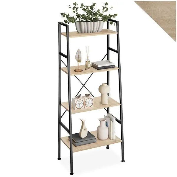 Etagère échelle LIVERPOOL style industriel 61,5 x 36,5 x 150 cm Bois clair industriel, Chêne Sonoma TECTAKE Livraison Express