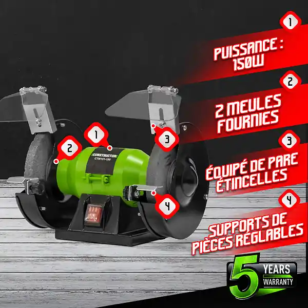 Touret à meuler 150W - 150mm CONSTRUCTOR Must-Have