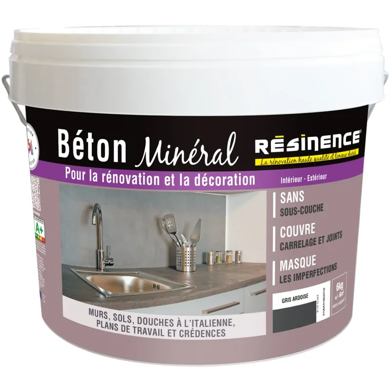 Livraison Express Enduit décoration béton minéral gris ardoise 6 kg RESINENCE