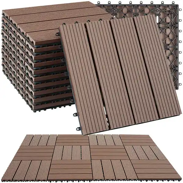 Lot de dalles de terrasse TEGULAS en WPC aspect bois marron TECTAKE Expédition Rapide