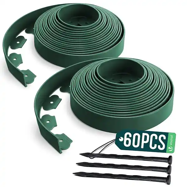Acheter En Ligne Bordure de jardin plastique flexible 20m avec piquets vert VOUNOT