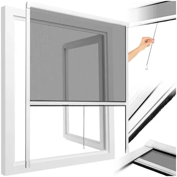 Prix Bas Moustiquaire store enroulable fenêtre blanc aluminium 130x160cm réglable anti-insectes fibre de verre résistant UV intérieur extérieur TECTAKE