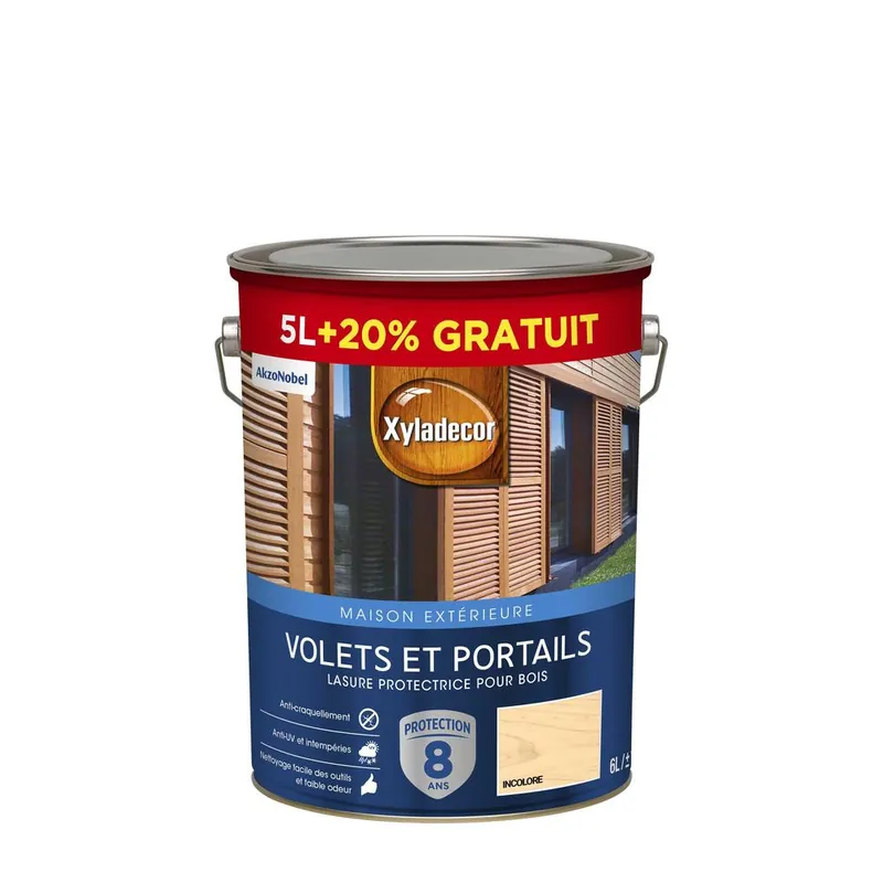 Commander Vite Lasure 8 ans incolore 5 litres +20% gratuit - XYLADECOR