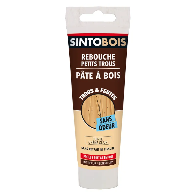 Promotion Pâte à bois à l‘eau pour petits trous et fissures chêne clair 80 gr SINTOBOIS