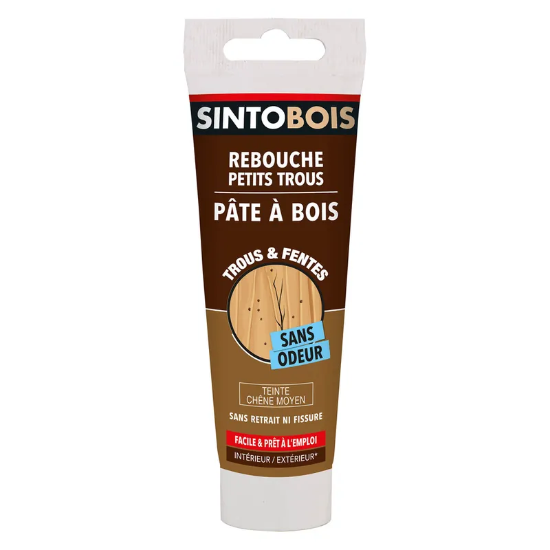 Pâte à bois à l‘eau pour petits trous et fissures chêne moyen 80 gr SINTOBOIS Prix Promo