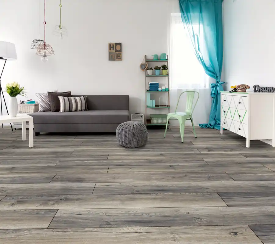 Nouvelle Collection Sol stratifié décor chêne gris HARBOUR ép 12 mm 18,8 x 137,5 cm AC5 paquet de 1,293 m² KRONOTEX