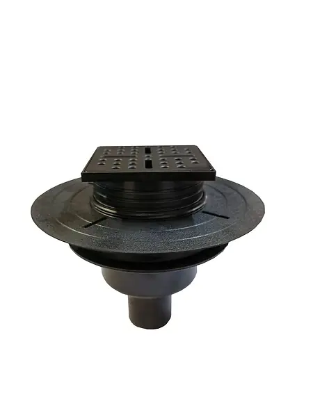 Commande En Gros Bonde à sortie VERTICALE pour receveur à carreler RAINY et HIGH RAINY - Grille Inox Noir AURLANE