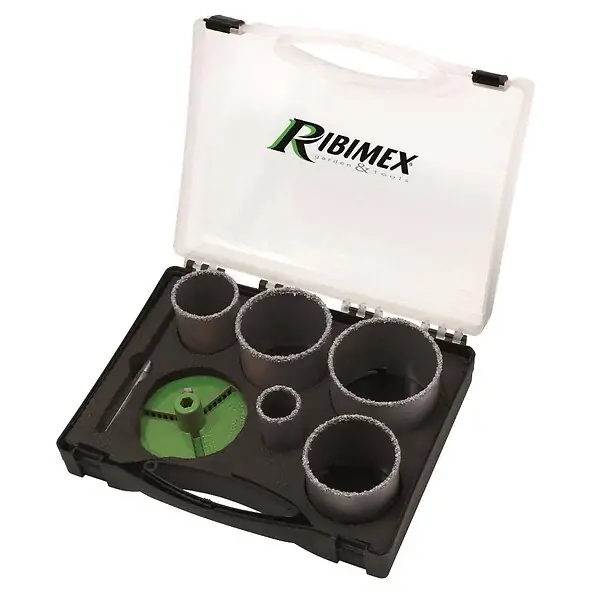 Kit 5 scies cloches diamantées en valisette grès céramique carrelage RIBIMEX Usine Directe