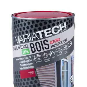 Offre Spéciale Peinture spéciale bois glycéro satin - Grenat - 2.5L VARIATECH