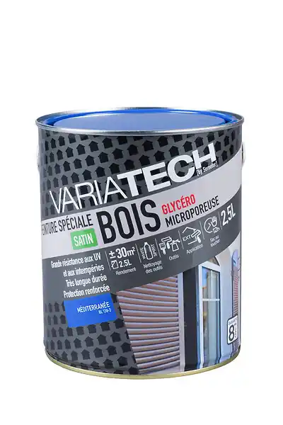 Affaire À Saisir Peinture bois extérieur glycéro satin Méditerrannée 2.5L VARIATECH