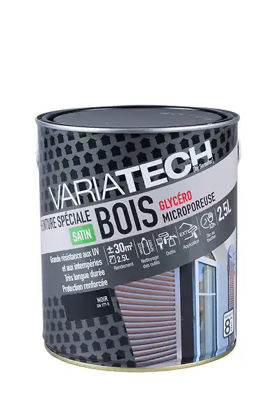 Authentique Peinture spéciale bois glycéro - Satin Noir - 2.5L VARIATECH