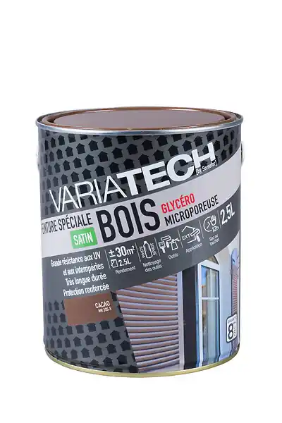 Peinture glycéro bois extérieur - 2.5L - Satin Cacao VARIATECH Prix Choc