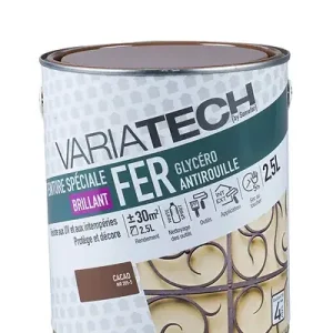 Nouvel Arrivage Peinture antirouille glycéro - Fer - Brillant Cacao 2.5L VARIATECH