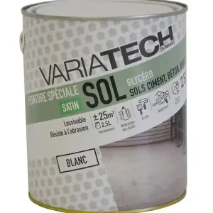 Peinture sol polyuréthane satin Blanc - 2,5L VARIATECH Prix Choc
