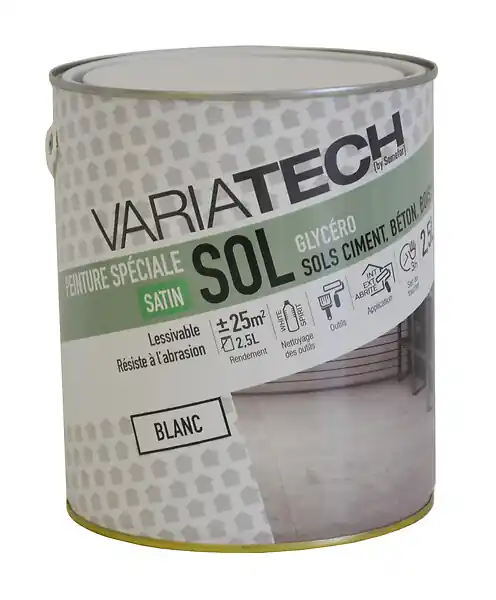 Peinture sol polyuréthane satin Blanc - 2,5L VARIATECH Prix Choc
