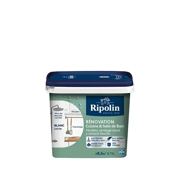 Acheter Direct Peinture de rénovation Cuisine et Bain - Blanc - 0,75L RIPOLIN