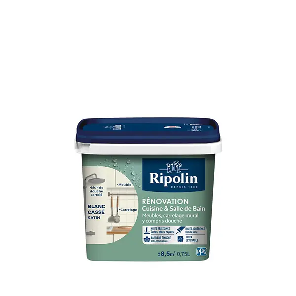 Peinture satinée cuisine et bain - Blanc cassé - 0.75L RIPOLIN Acheter Direct