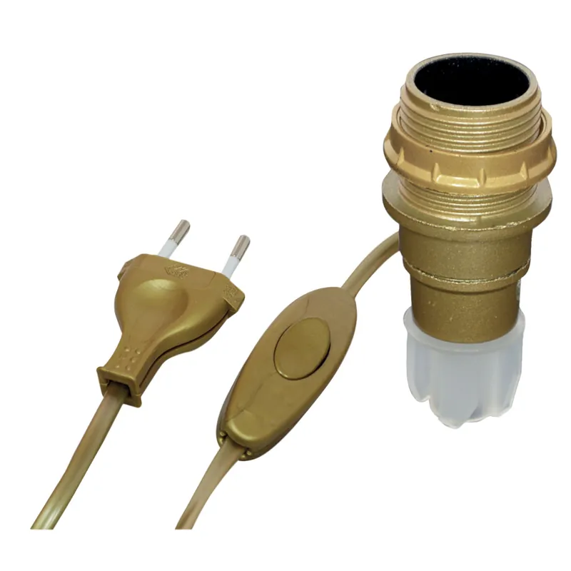 Retour Gratuit Douille E14 avec adaptateur bouteille et interrupteur fil or - TIBELEC