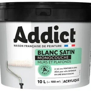 Jusqu'à Épuisement Des Stocks Peinture acrylique monocouche satin - Blanc - 10L ADDICT
