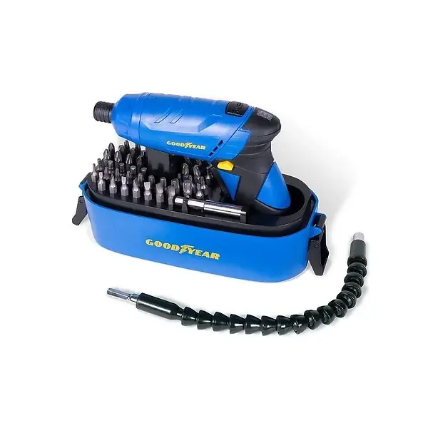 Paiement Sécurisé Visseuse à Batterie 3.6V + Embout articulé + Coffret 52 Accessoires GOODYEAR