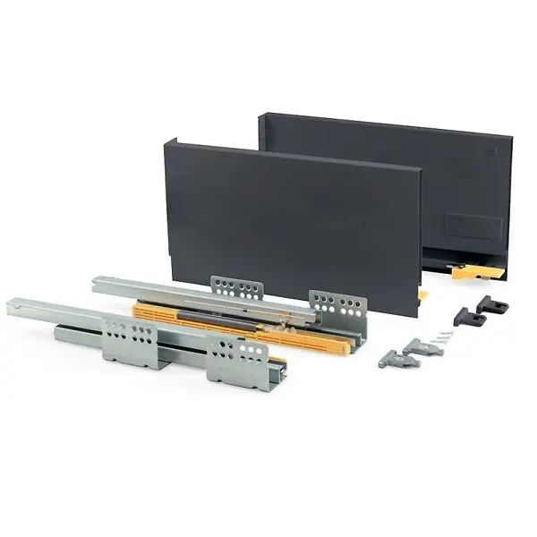Kit de tiroir pour cuisine et sdb Concept - H. 185mm - P. 400mm - Fermeture amortie - Acier - Anthracite EMUCA Populaire