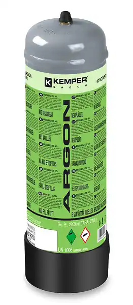 Bouteille de gaz argon pur - Acier - 2,2 L - 110 bars KEMPER Réduction