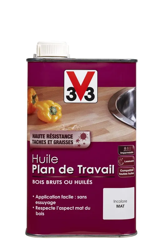 Huile pour Plan de Travail incolore mat 500 ml V33 Super Prix