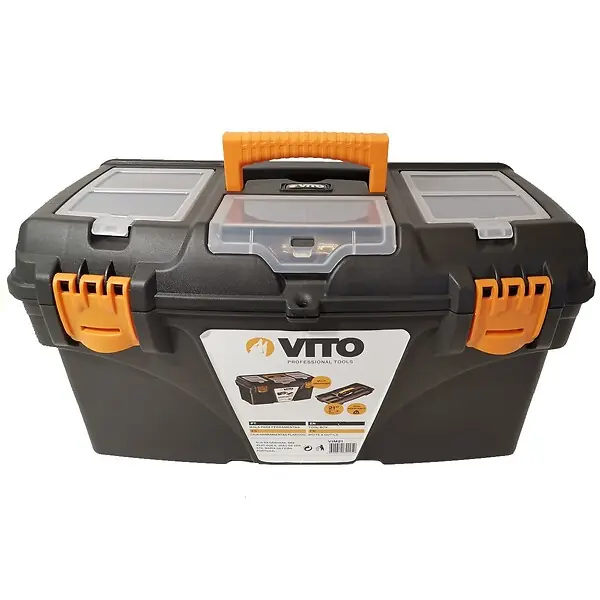 Boite à outils 21" 535 x 291 x 280 mm Grande malette 3 organiseurs sur couvercle + Porte outils interieur VITO Certifié
