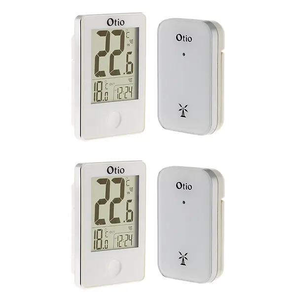 Must-Have Lot de 2 thermomètres intérieur extérieur sans fil - Blanc - Otio