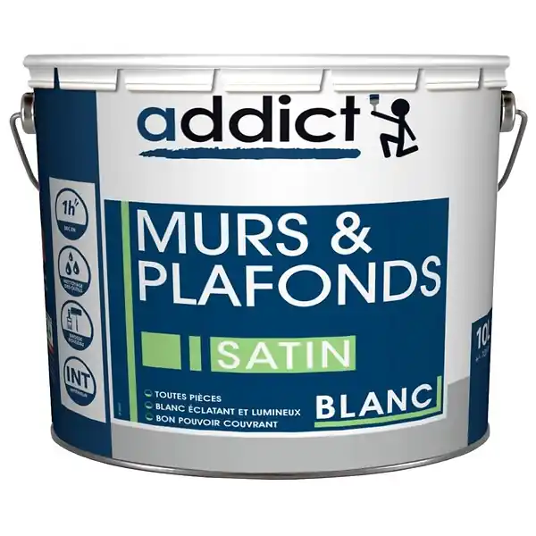 Prix Cassé Peinture pour murs et plafonds - Blanc - Satin - 10L ADDICT