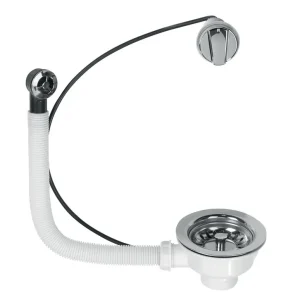 Bonde à panier Ø90 mm commande à cable et trop plein pour évier 1 bac - WIRQUIN Bon Plan