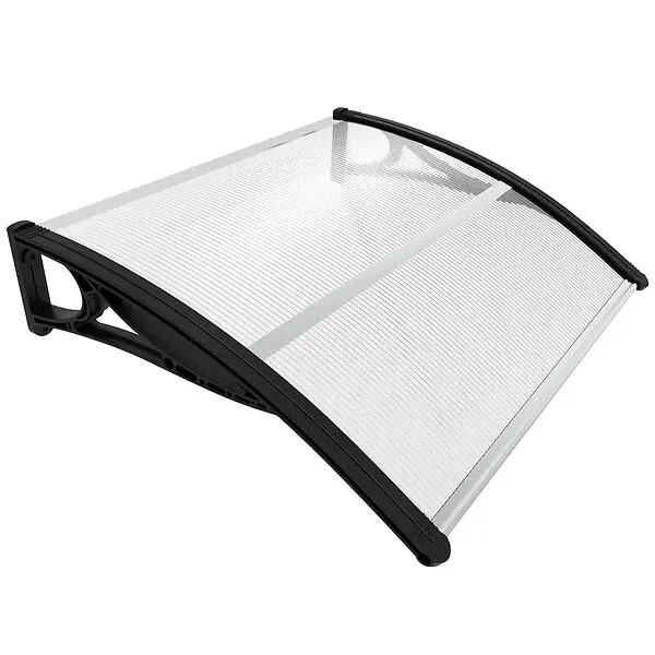 Auvent de porte marquise 100x80 cm transparent en Polycarbonate anti UV Noir VOUNOT Prix Bas