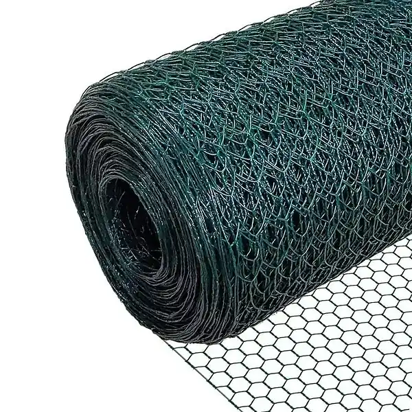 Grillage a poule avec fils 13mm en PVC gaine vert 1x25M VOUNOT Livraison Express