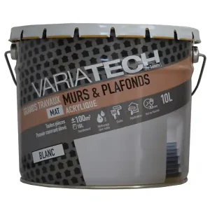 Peinture murs et plafonds - Blanc - 10L VARIATECH Dernière Chance