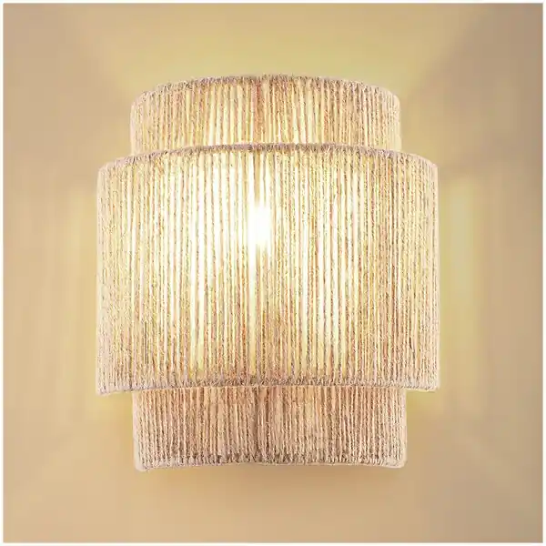 Usine Directe Applique murale LIGNEA LUX en jute de style bohème 40W marron naturel TECTAKE