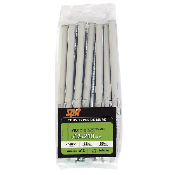 Sachet de 10 Prolong D12x210mm+ vis TH D9x220mm RED HEAD Prix Réduit
