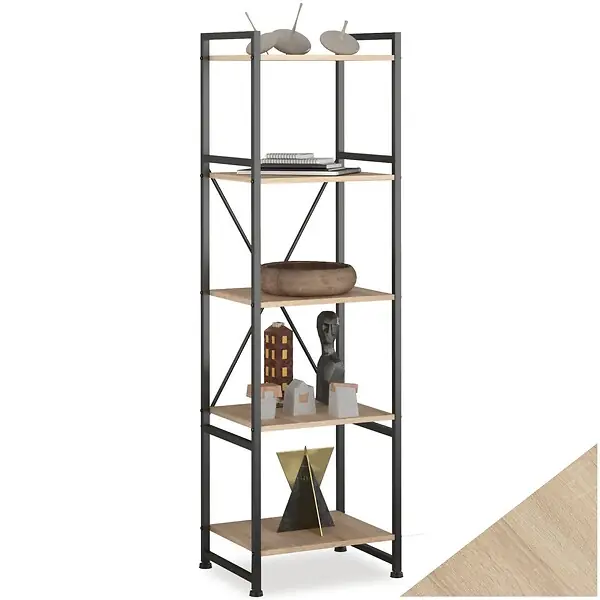 Promotion Etagère bibliothèque MANCHESTER style industriel 47,5 x 34,5 x 151,5 cm Bois clair industriel, Chêne Sonoma TECTAKE