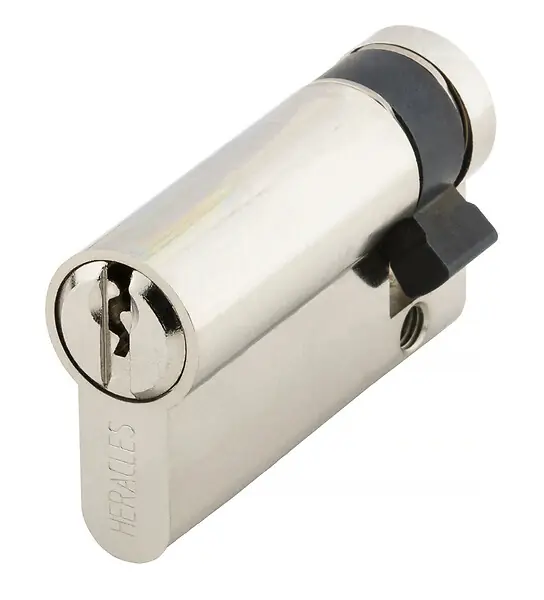 Demi-cylindre européen 5 goupilles 5G 10x65mm pour fermeture anti-panique laiton nickelé 3 clés - HERACLES - C100116 Jusqu'à Épuisement Des Stocks