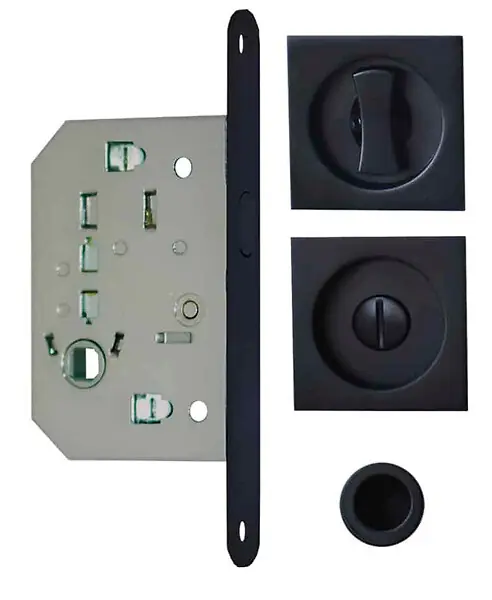 Acheter En Ligne Kit pour porte coulissante condamnation rosace carrée noire - NO022 HANGER